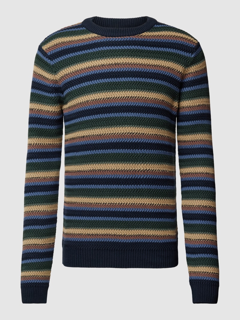 Strickpullover mit Rundhalsausschnitt Modell 'SOHO' in dunkelblau