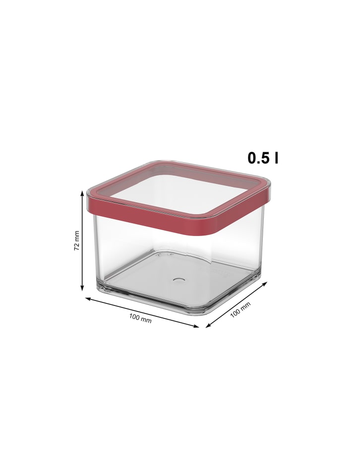 Rotho Loft 5er-Set Vorratsbehälter mit Deckel, Kunststoff  in Transparent / Rot günstig kaufen onesize