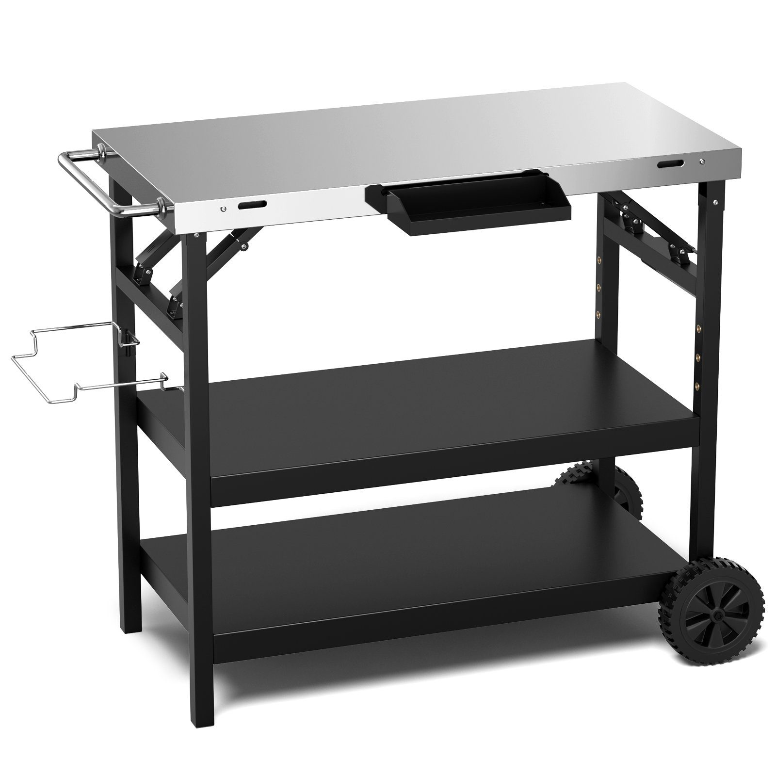 COSTWAY Grillablagetisch Grillwagen, Servierwagen, Edelstahl