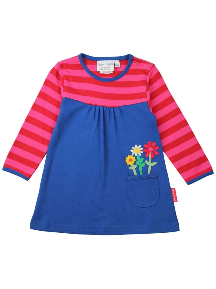 Toby Tiger Langarmkleid mit Blumen Applikationen in bunt günstig kaufen
