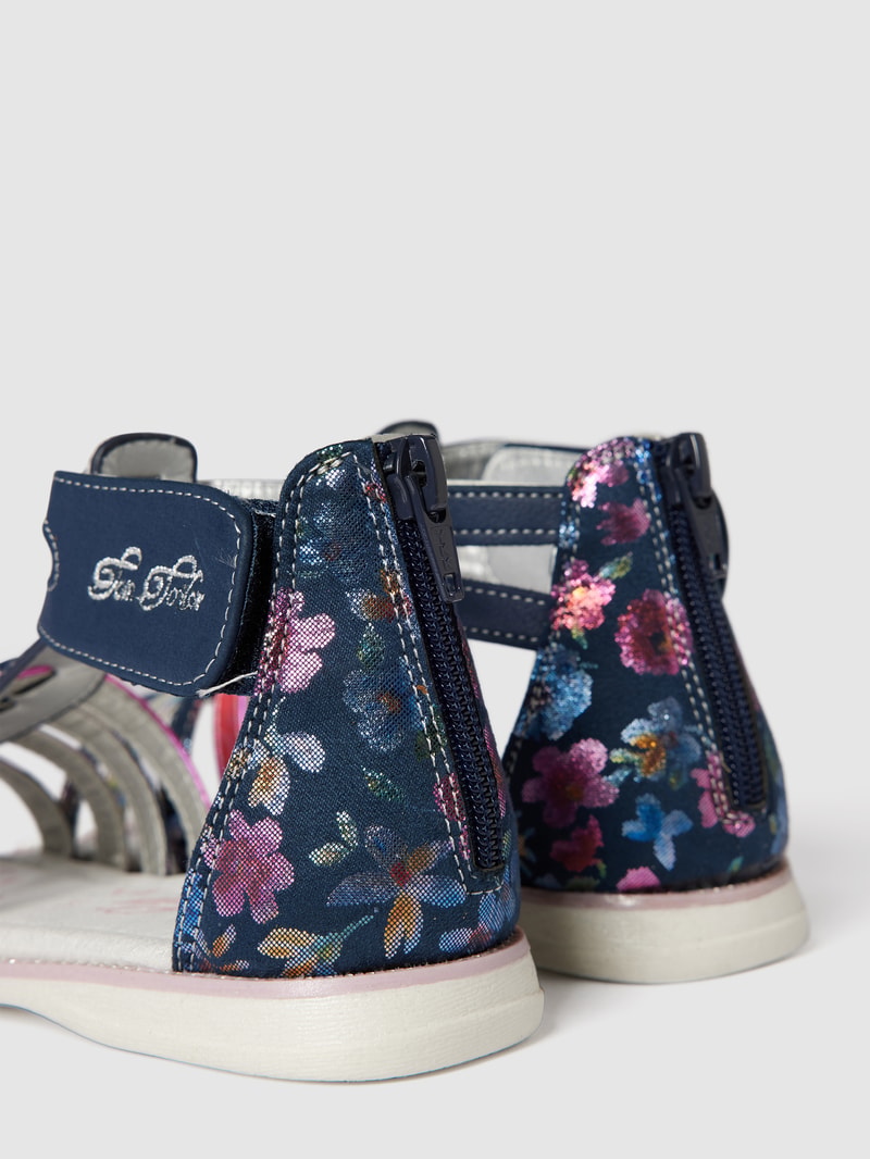 Sandalen mit Label-Stitching in marineblau