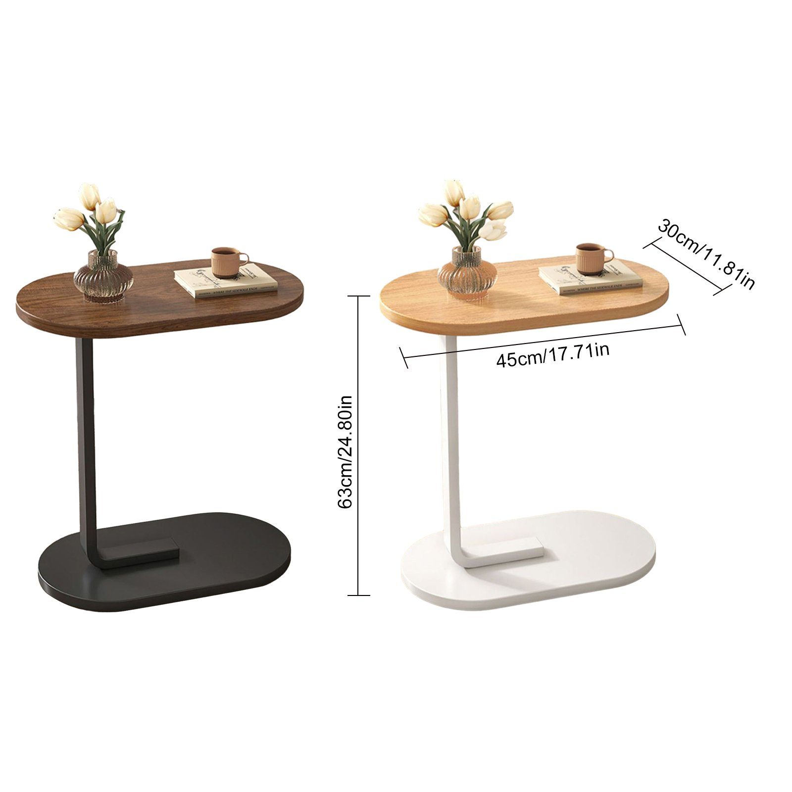 OKWISH Couchtisch Sofatisch Kaffeetisch Teetisch Telefontisch Beistelltisch Nachttisch (45 cm x 30 cm x 63 cm, Ablagetisch elliptisch Wohnzimmertisch Laptoptisch MDF Platte Vintage), Tisch Wohnzimmer Schlafzimmer Arbeitszimmer Küche Balkon Badezimmer