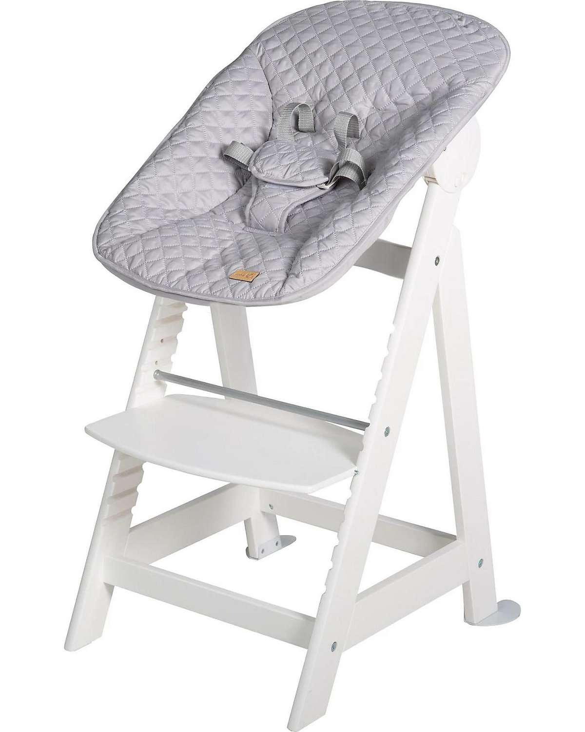 Treppenhochstuhl 'Born Up' Set 2in1, 'roba Style grau', Hochstuhl mit Liegefunktion, ab Geburt
