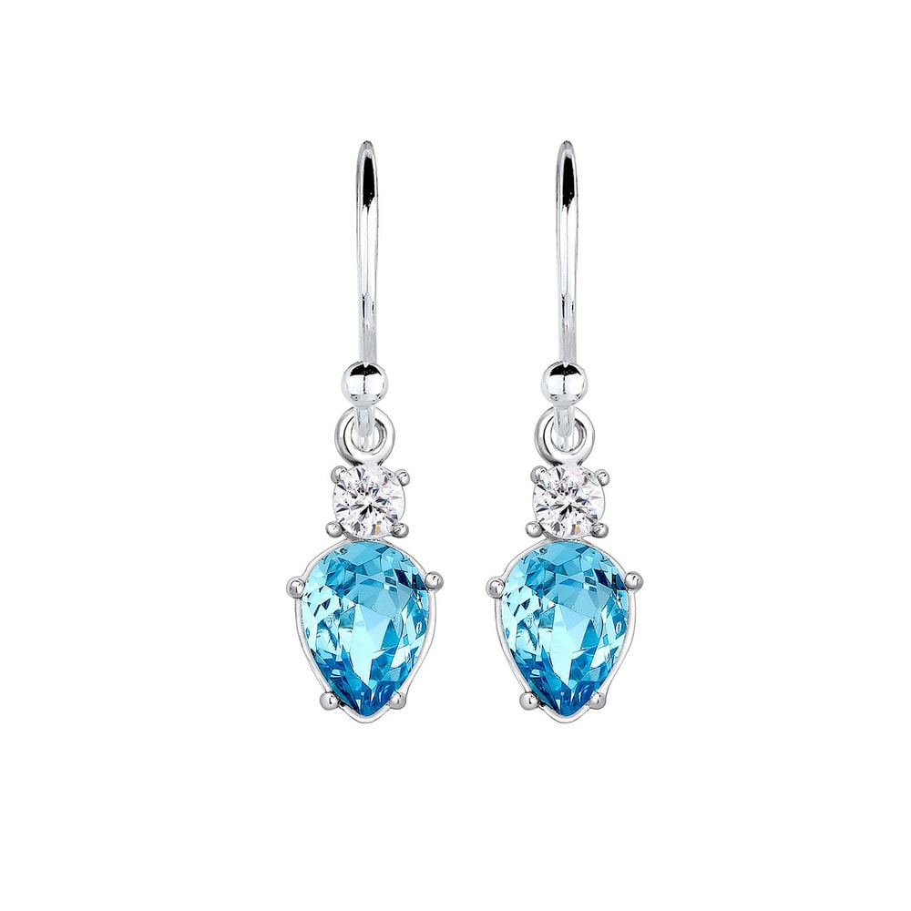Elli Elli Boucles d'Oreilles Tropfen Solitär Kristalle 925 Silber Boucles d'oreilles
