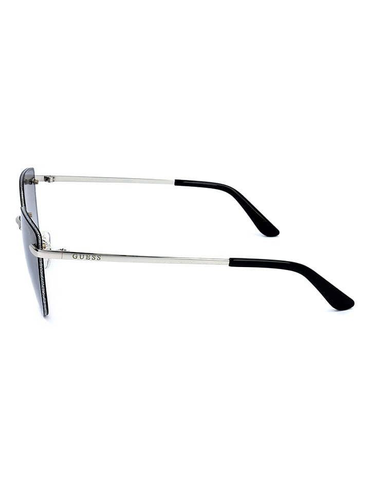 Guess Damen-Sonnenbrille in Schwarz-Silber/ Hellblau günstig kaufen 58