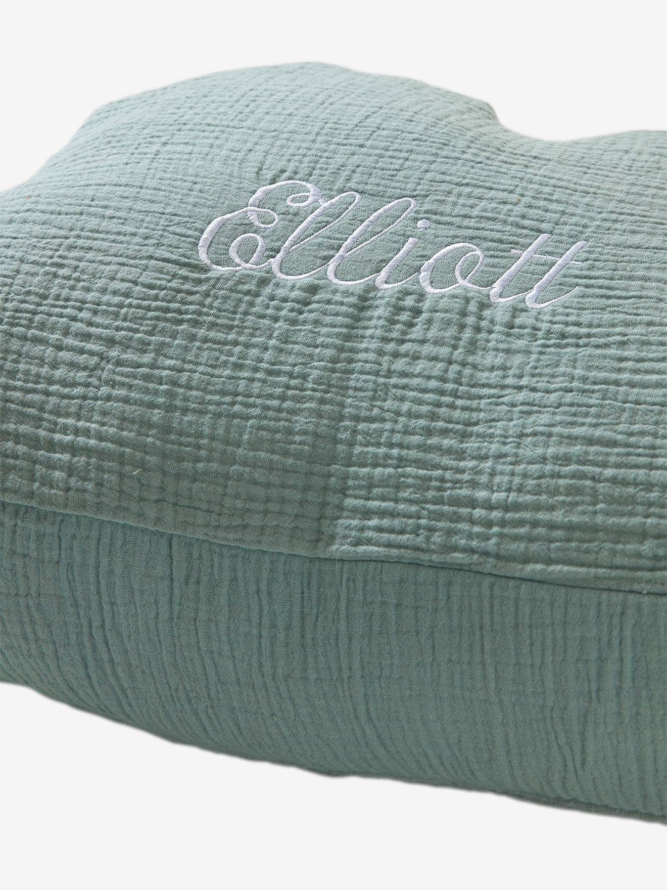 Coussin personnalisable gaze de coton Nuage moutarde