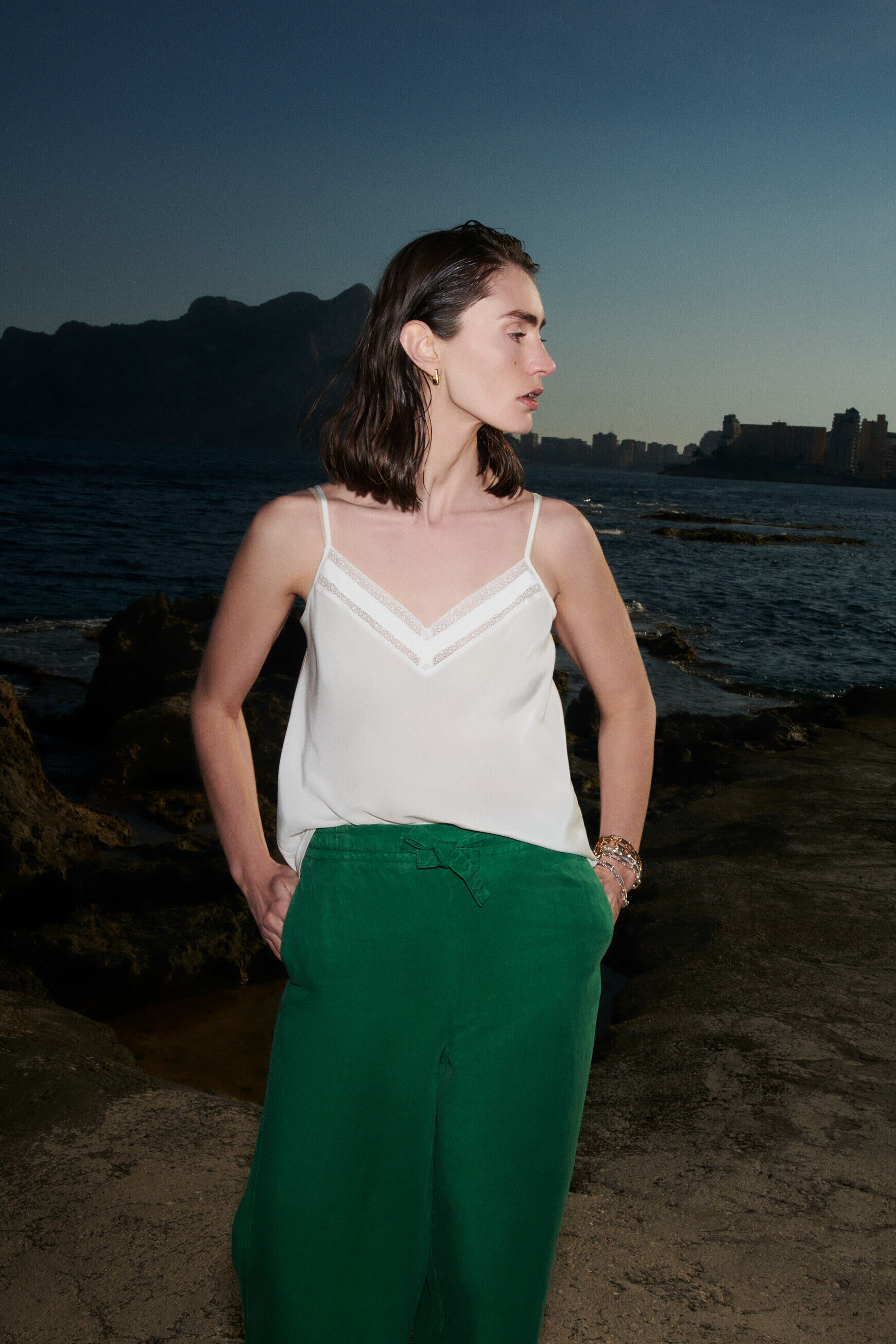 Pantalon pbergame vert menthe femme