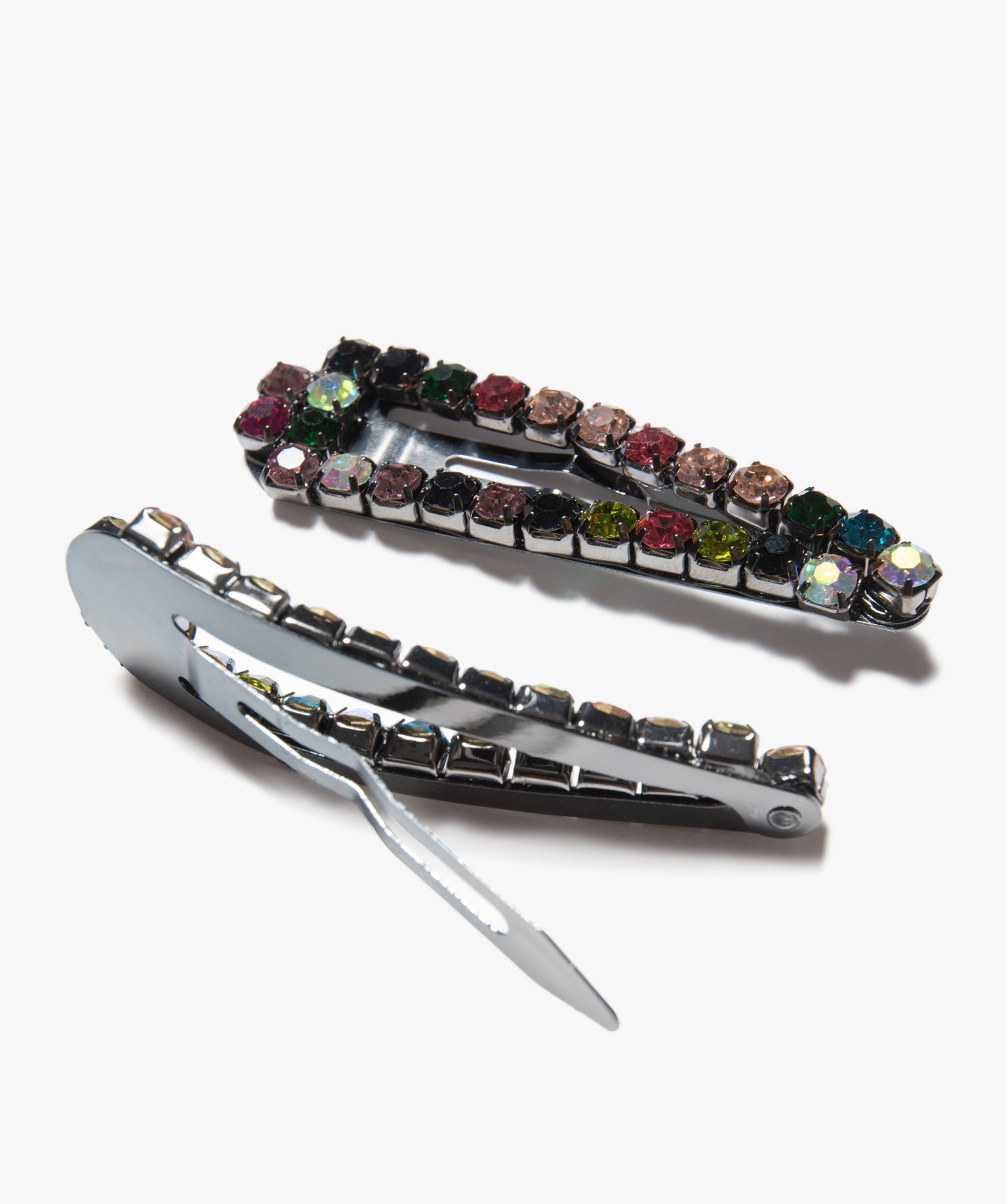 Barrettes femme forme clic-clac avec strass (lot de 2) multicolore | GEMO