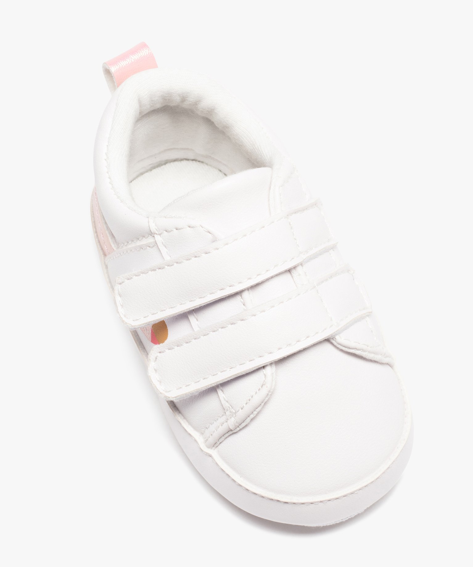 Baskets naissance bébé fille à scratch avec détails scin... blanc | GEMO