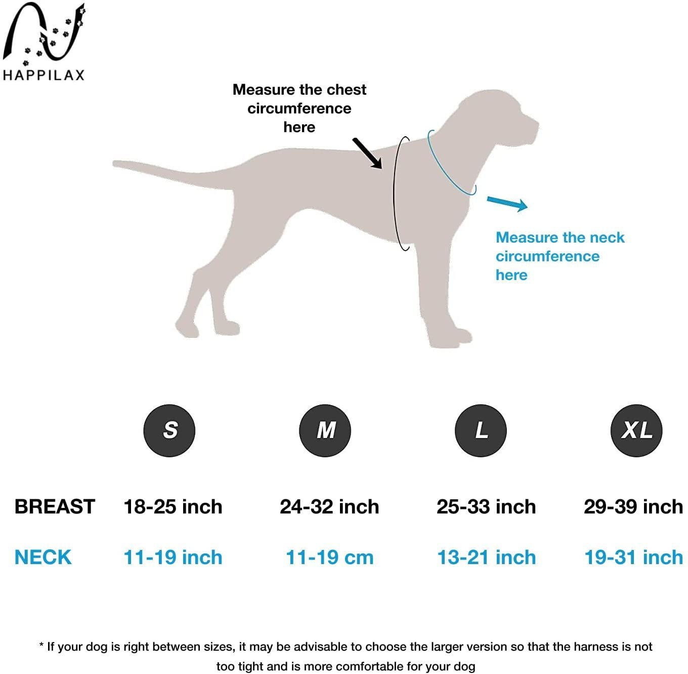 Happilax Hunde-Geschirr Gepolstertes & reflektierendes Hundegeschirr, Größe S, Schwarz S