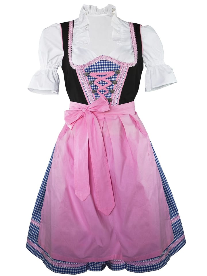 Edelnice Mini Dirndl 3-teilig in blau, rosa, schwarz günstig kaufen