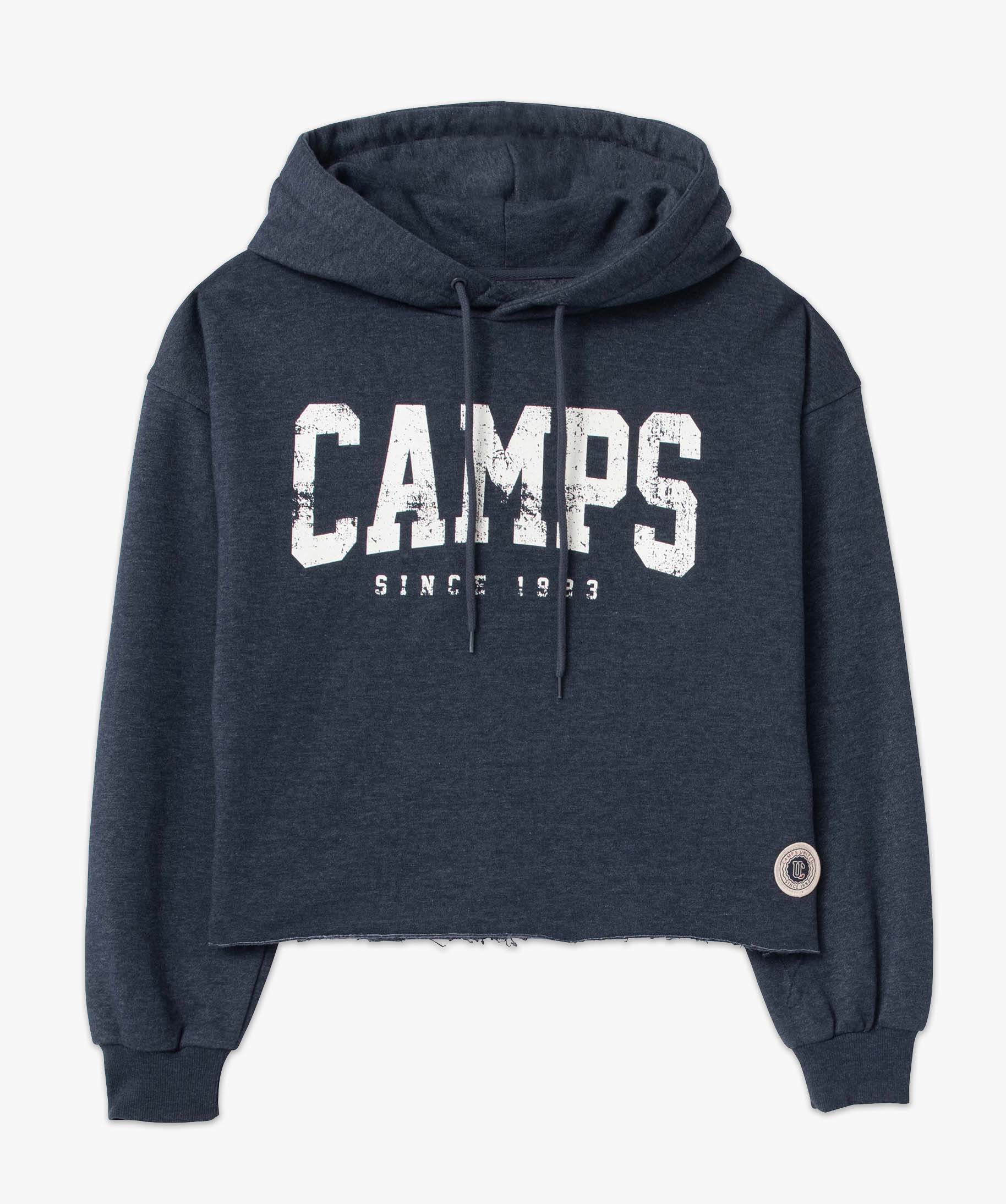 Sweat femme à capuche coupe courte - Camps United bleu fonce | GEMO
