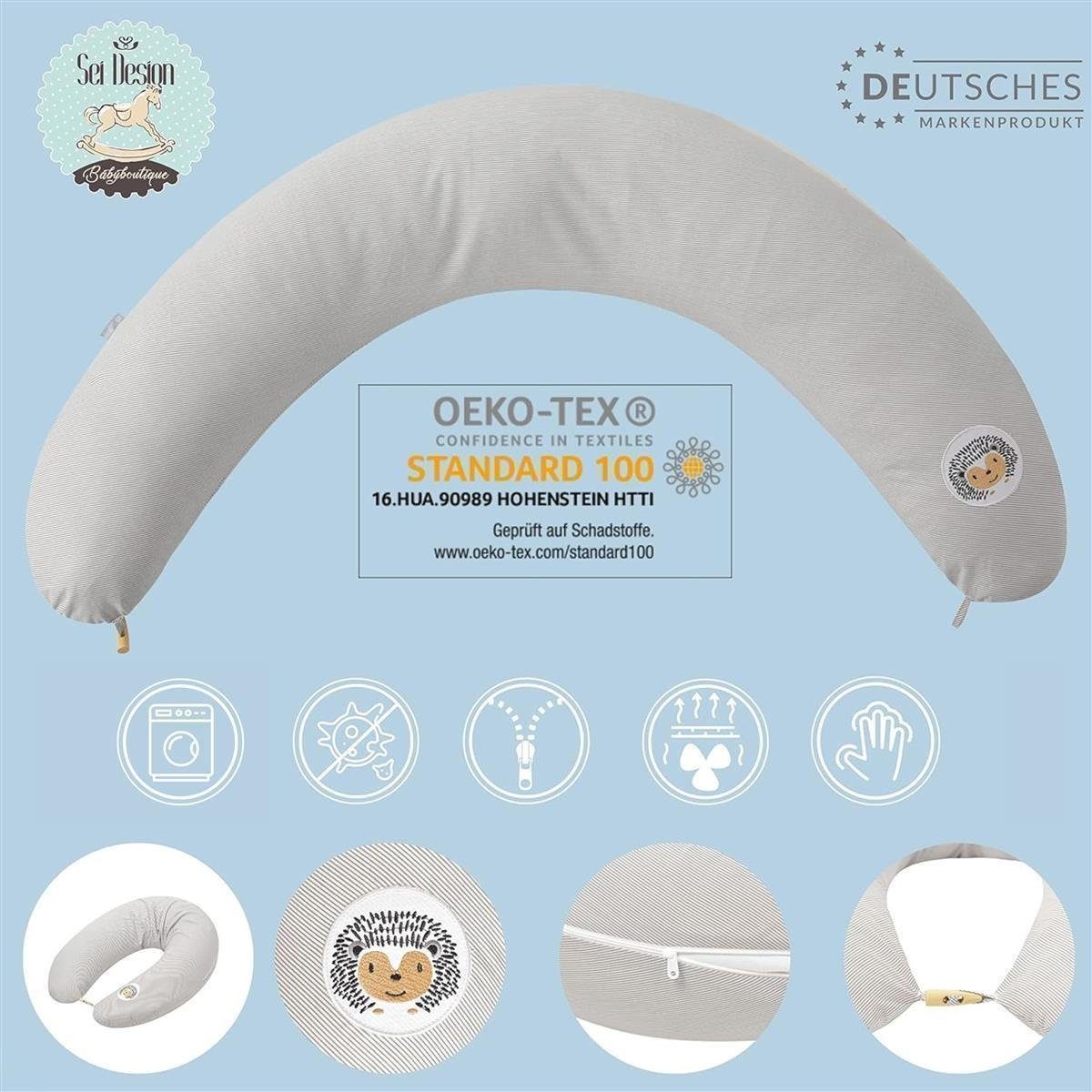 SEI Design Stillkissen Seitenschläferkissen Babynestchen mit EPS Mikroperlen, Schwangerschaftskissen mit Bezug, Bezug 100% Baumwolle