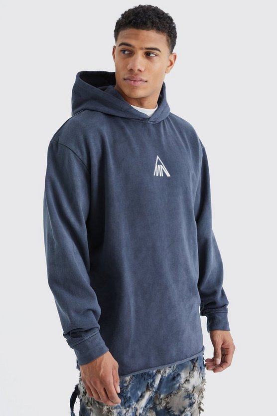 Oversize Man Hoodie mit rohem Saum