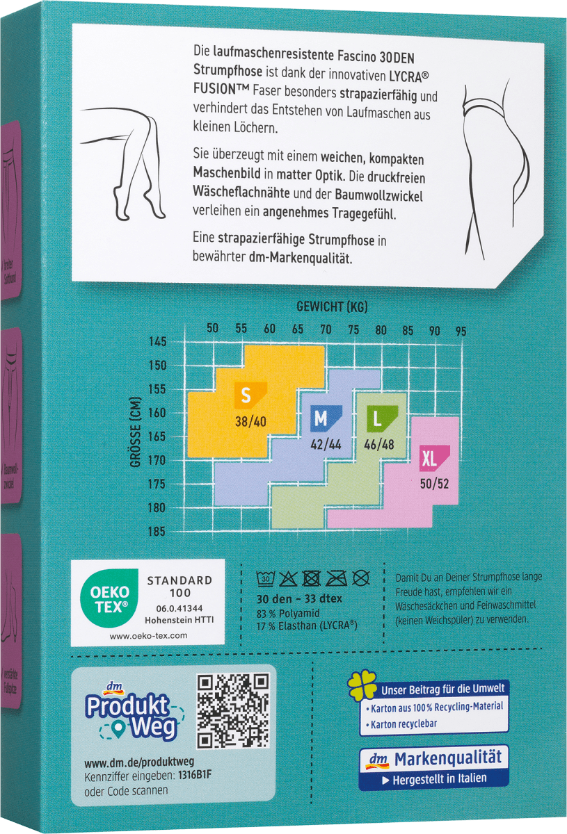 Strumpfhose laufmaschenresistent powder Gr. 38/40, 30 DEN, 1 St