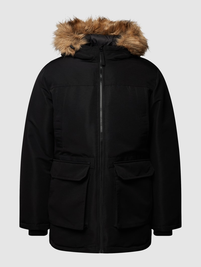 Parka mit Kunstfellbesatz Modell 'EWING' in schwarz