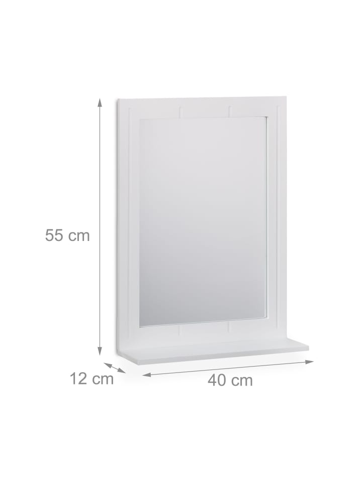 relaxdays Badspiegel in Weiß - (B)40 x (H)55 x (T)12 cm günstig kaufen onesize
