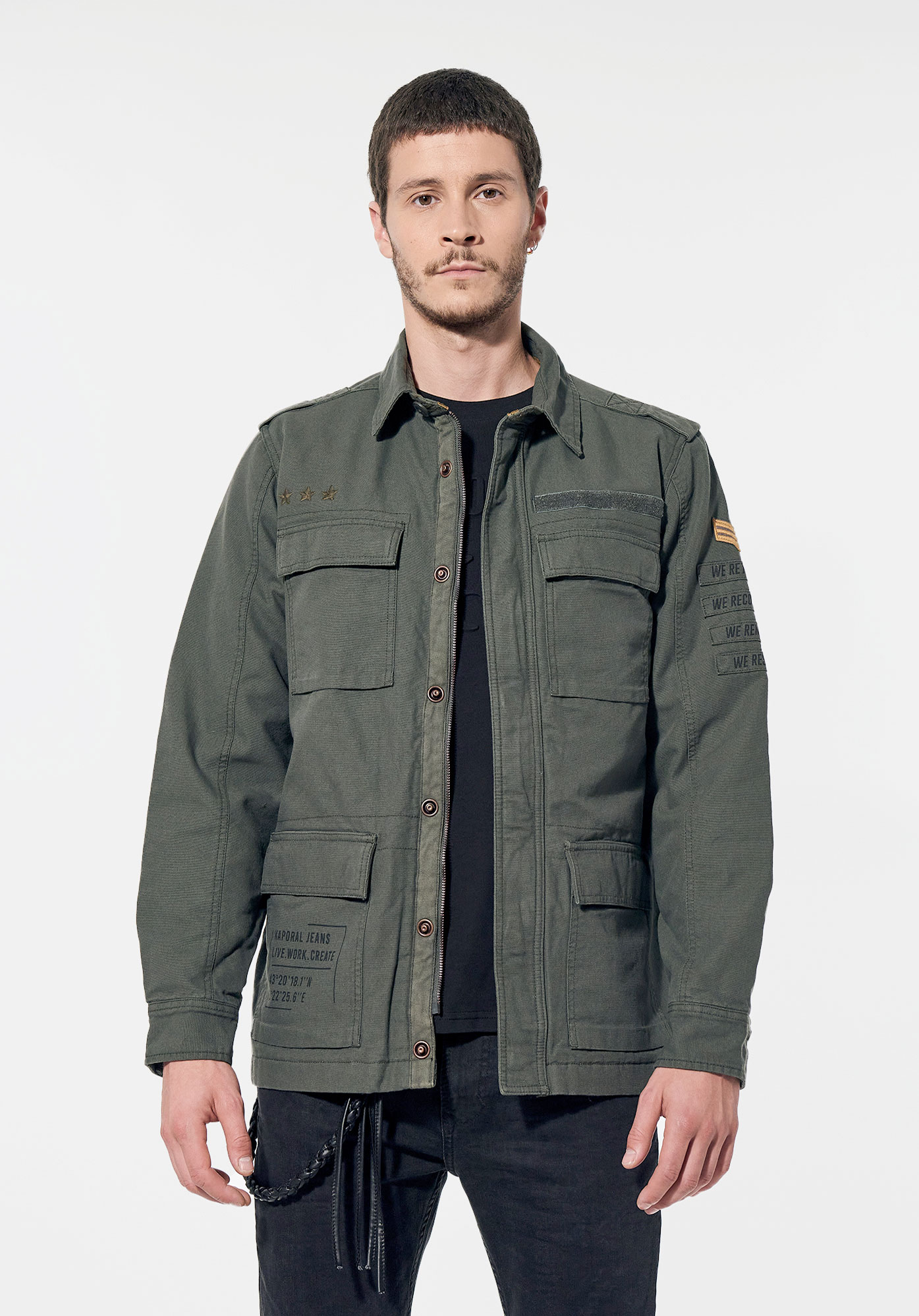 PAVI   Veste kaki Homme en 100% coton