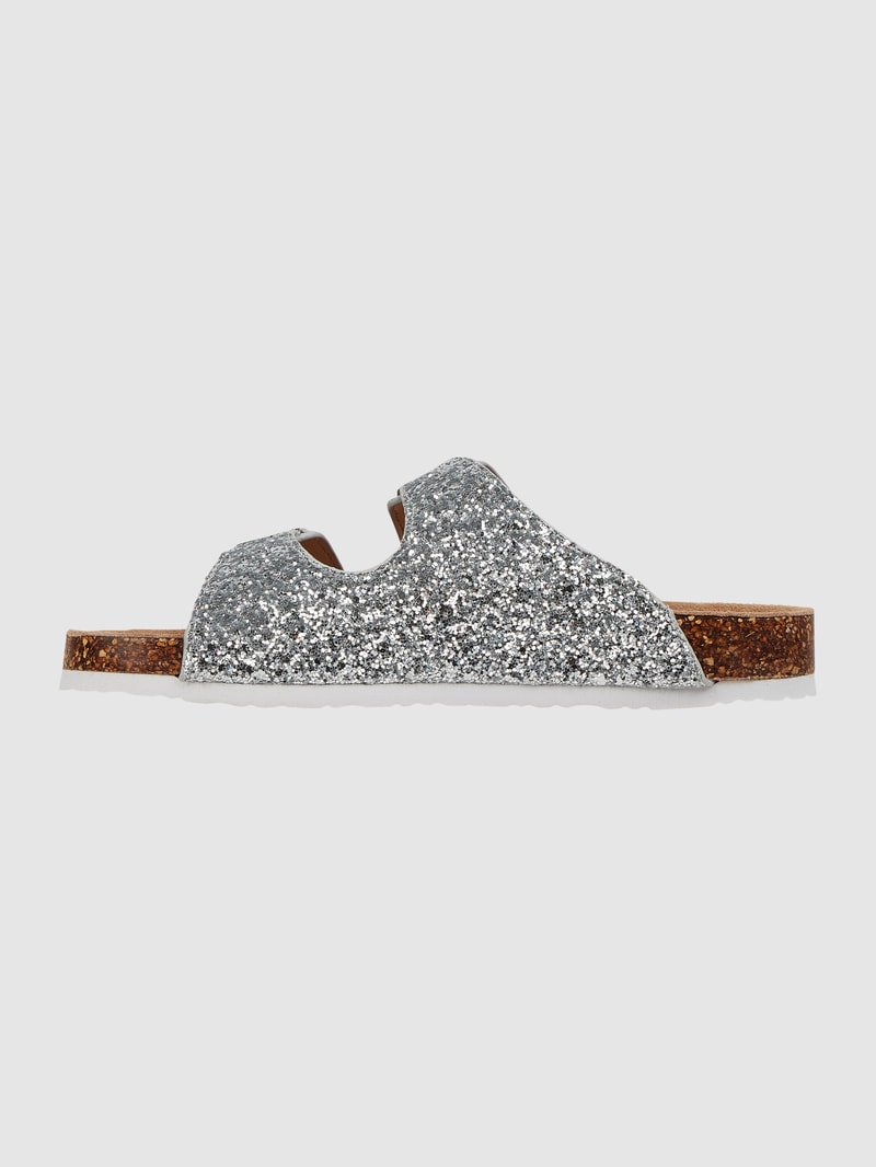 Sandalen mit Glitter-Effekt in silber