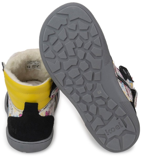 Koel bare ~ Danish MidCut Sneaker Winter ~ Yellow Graffiti