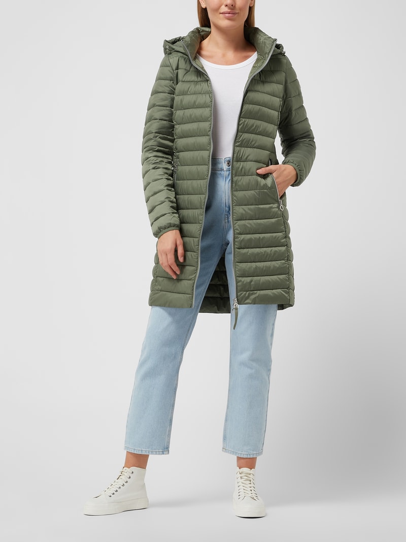 Steppmantel mit abnehmbarer Kapuze in khaki