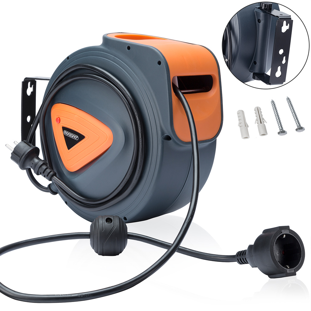 Casaria Gardebruk® Automatik Kabeltrommel 15m 1,5m Anschlusskabel