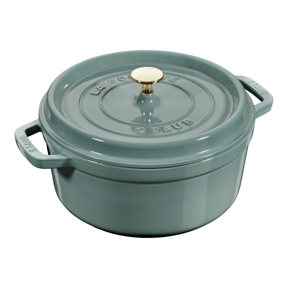 Cocotte 20 cm, rund, Eukalyptus, Gusseisen