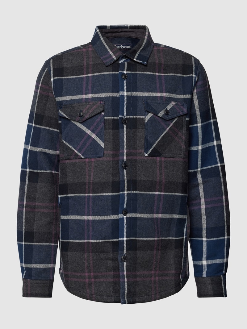 Freizeithemd mit Tartan-Karo und Pattentaschen in schwarz