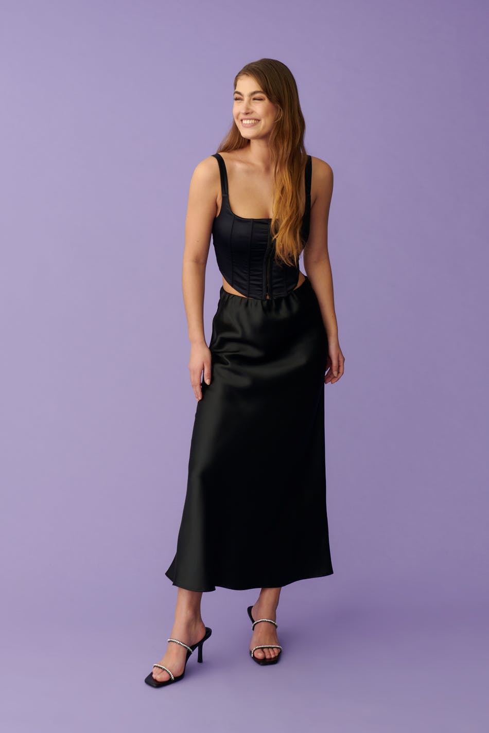 Satin maxi skirt