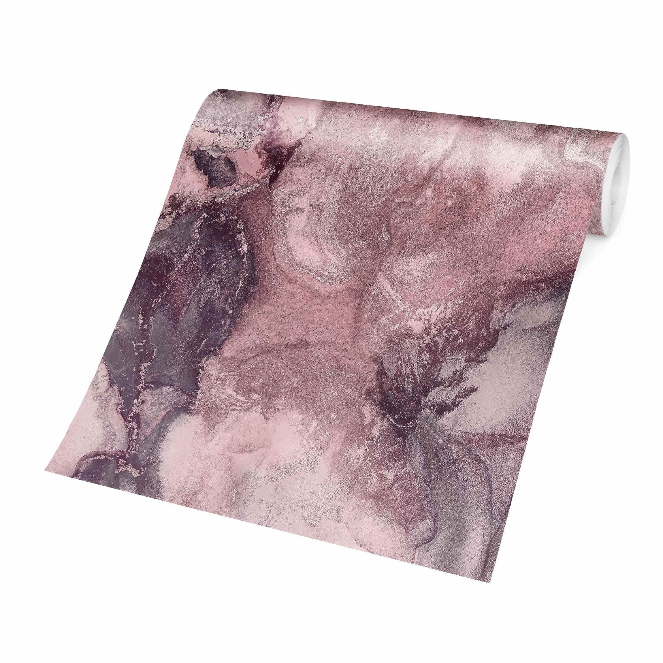 Bilderdepot24 Vliestapete Abstrakt Marmor Violett Tapete Wanddeko Modern Kunst, Glatt, Matt, (Inklusive Gratis-Kleister oder selbstklebend), Wohnzimmer Schlafzimmer Küche Flur Fototapete Motivtapete Wandtapete