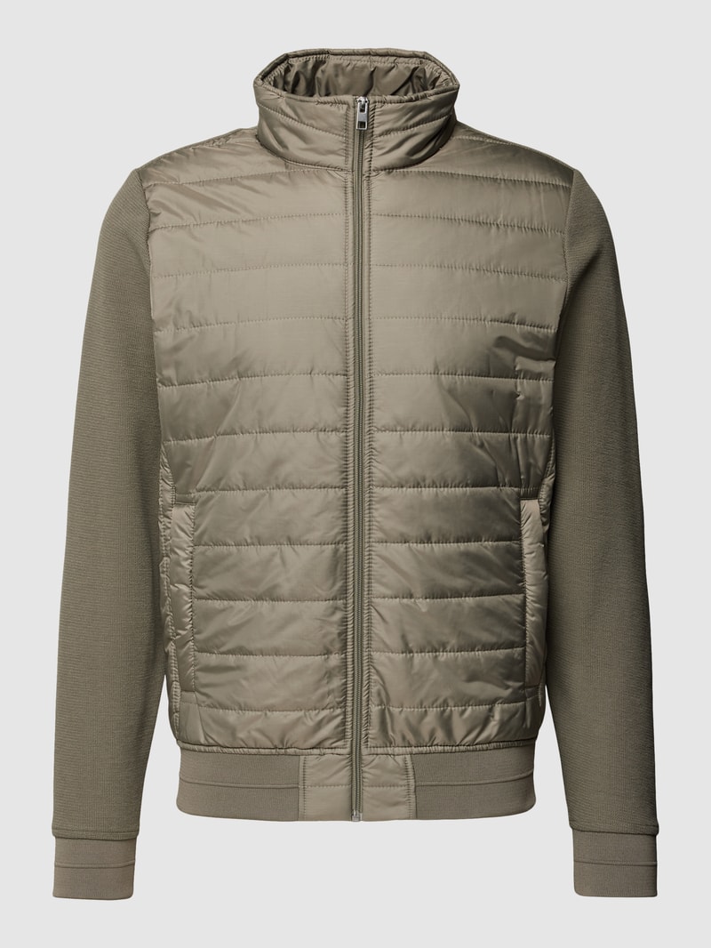 Sweatjacke mit Two-Tone-Machart in khaki