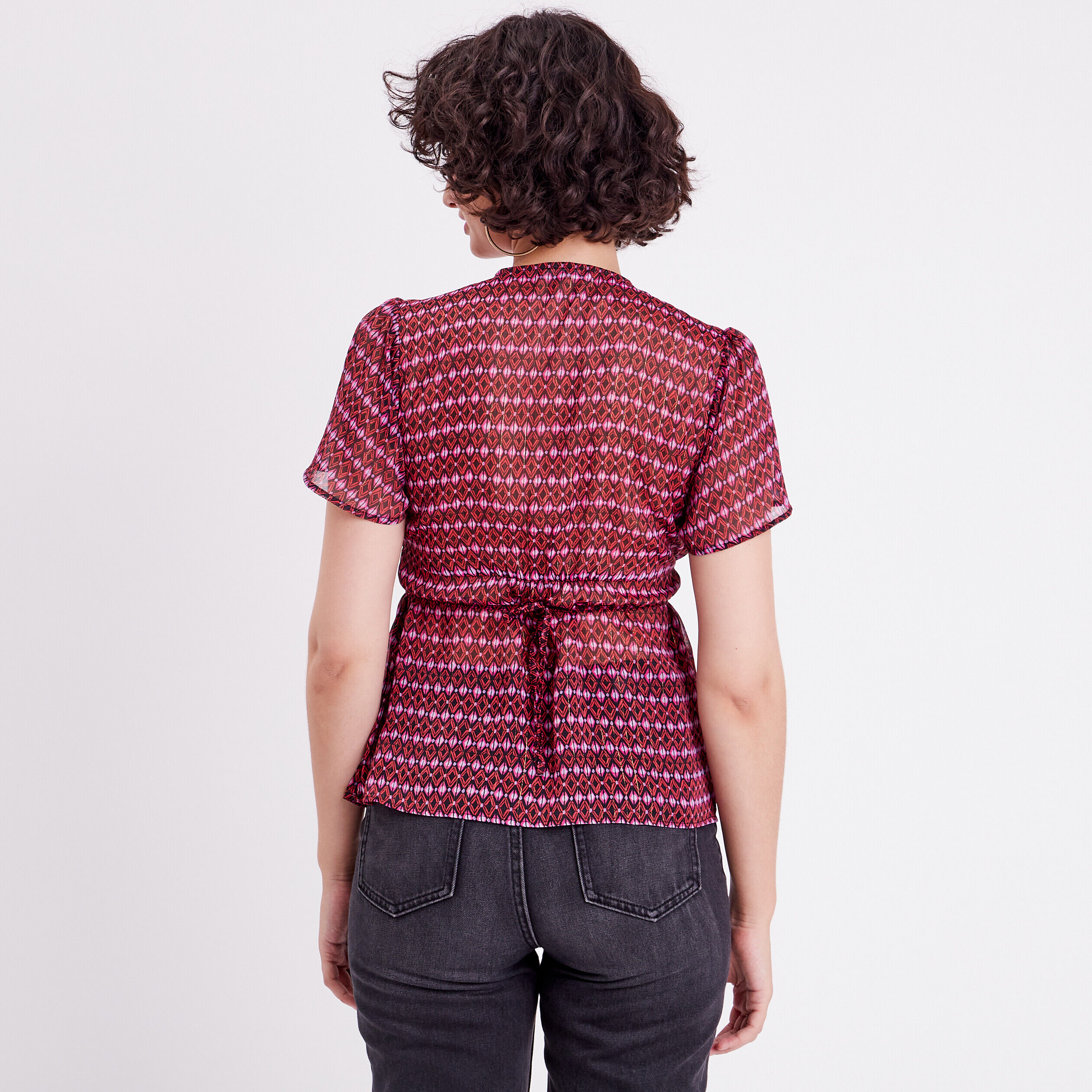 Blouse manches courtes rouge femme | Cache Cache