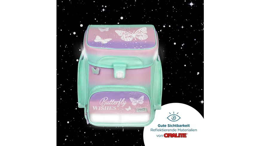 Scooli Butterfly EasyFit Schulranzen-Set 5teilig