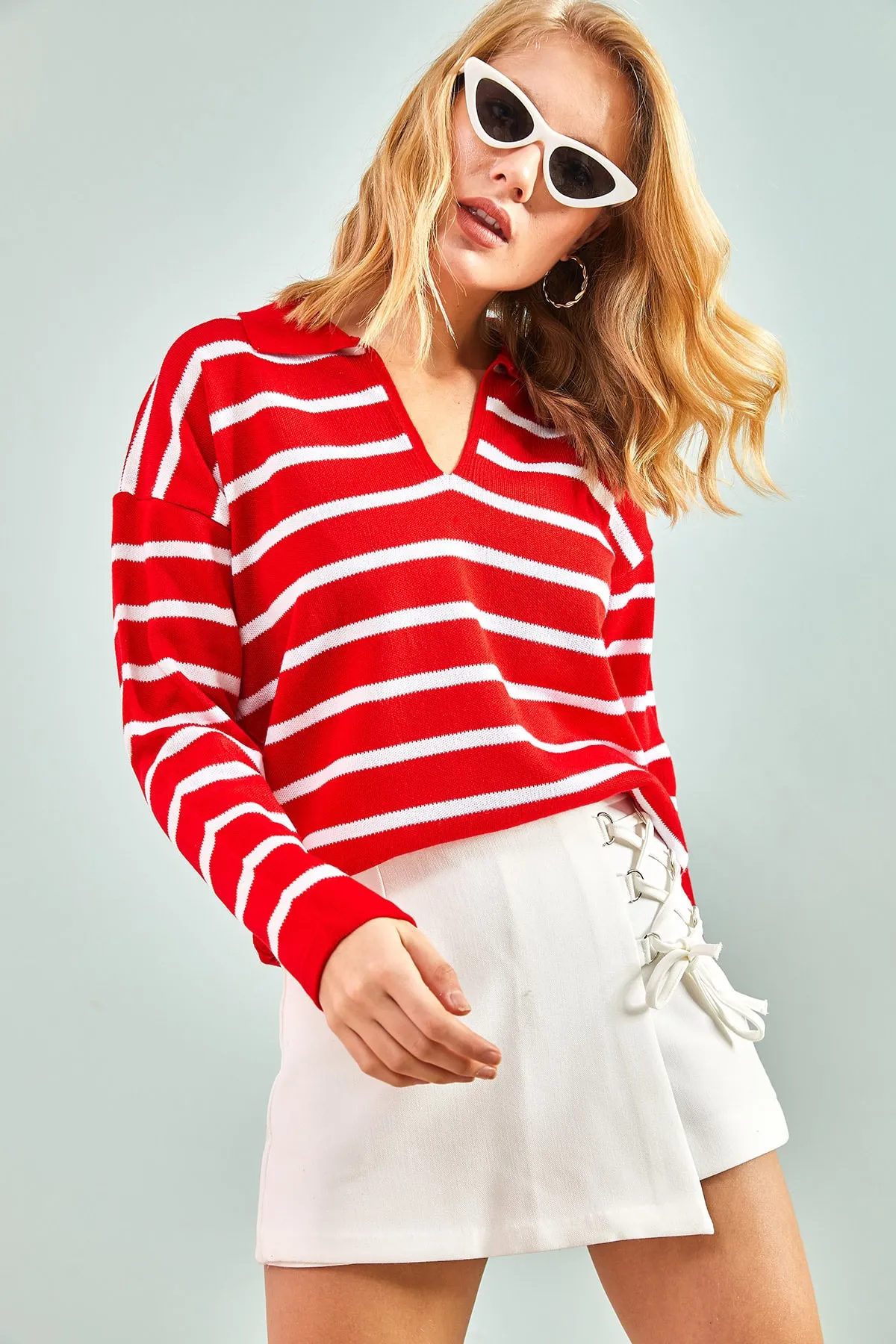 Bianco Lucci  Damen-Strickpullover mit Rollkragen und Streifenmuster
