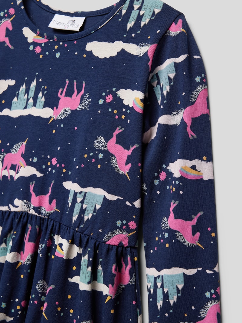 Minikleid mit Allover-Print in marineblau