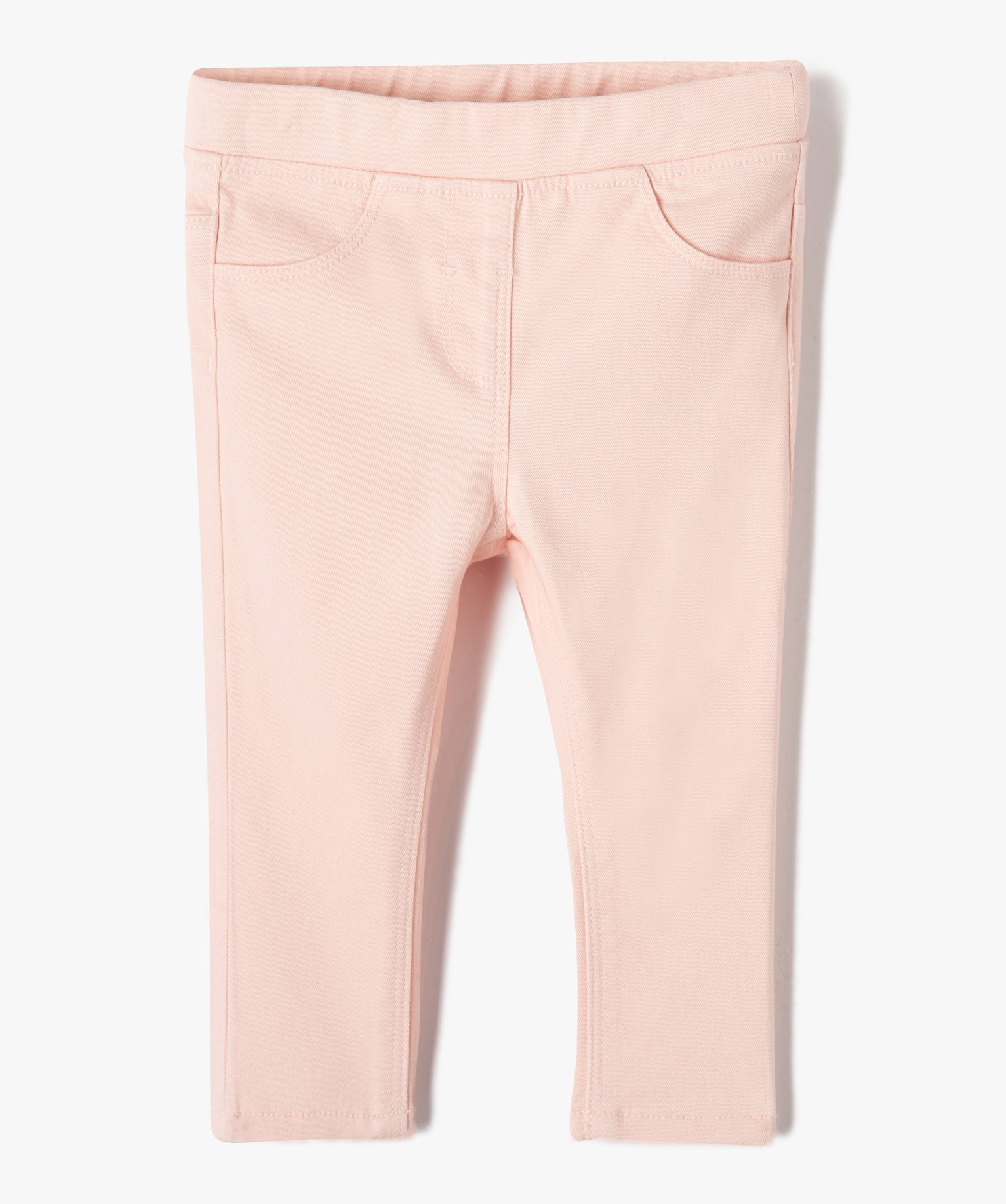 Pantalon bébé fille slim uni à taille élastiquée rose | GEMO