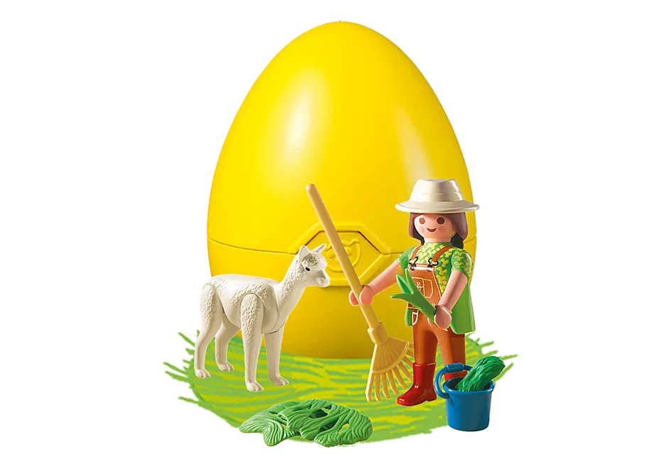 Tierpflegerin mit Alpaka