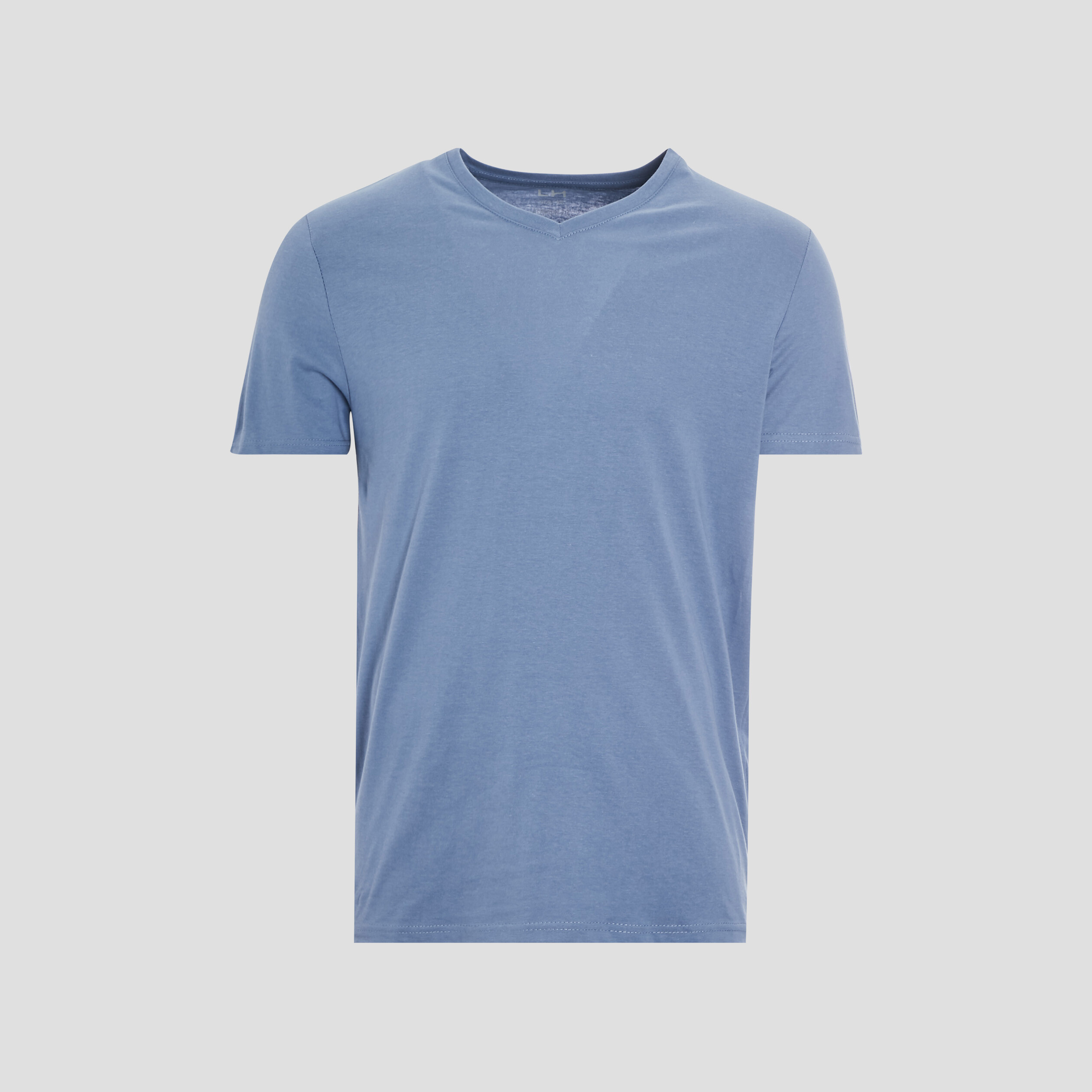 T-shirt manches courtes col V bleu gris homme | La Halle