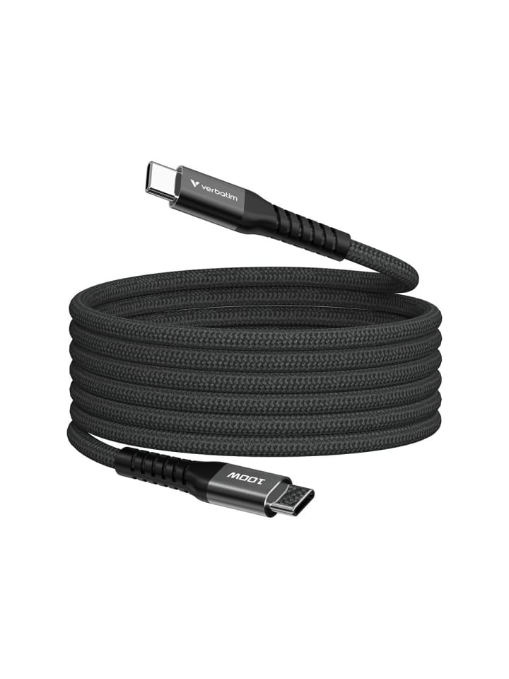 COFI 1453 Verbatim USB-C zu USB-C 1,2m Kabel 100W Schnellladen mit Magnet in Schwarz günstig kaufen 120 cm