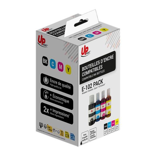 Cartuș de cerneală UPprint compatibil Epson EcoTank 102 – pachet de 4 – magenta, cyan, negru, galben