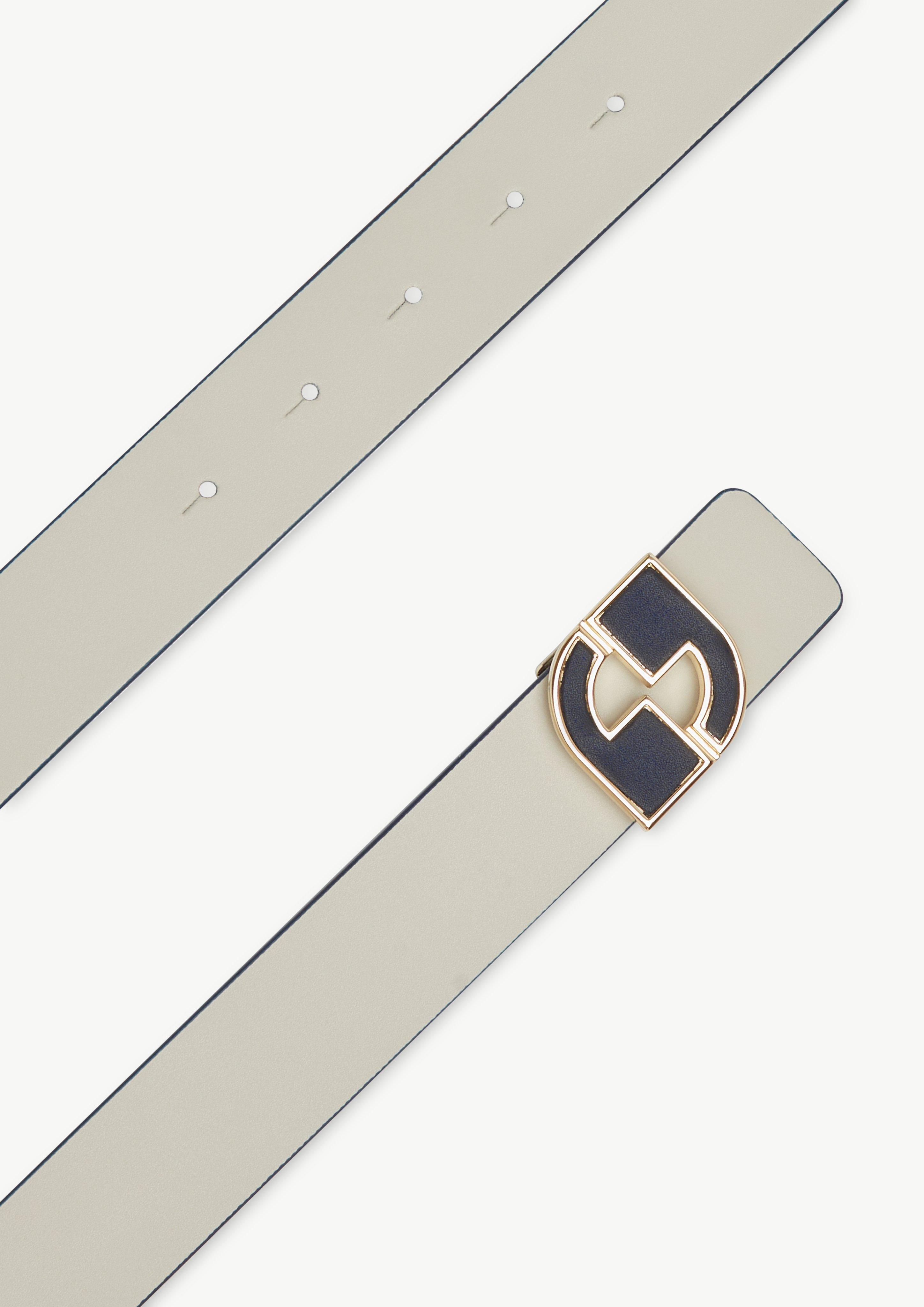 Wendegürtel mit lederbezogener Logoschließe - navy