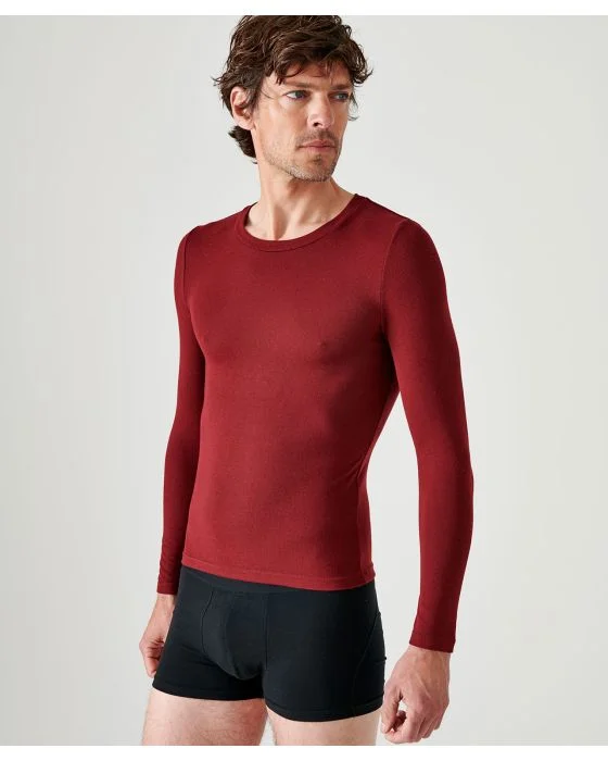T-shirt col rond fine côte Thermolactyl Sensitive, manches longues
