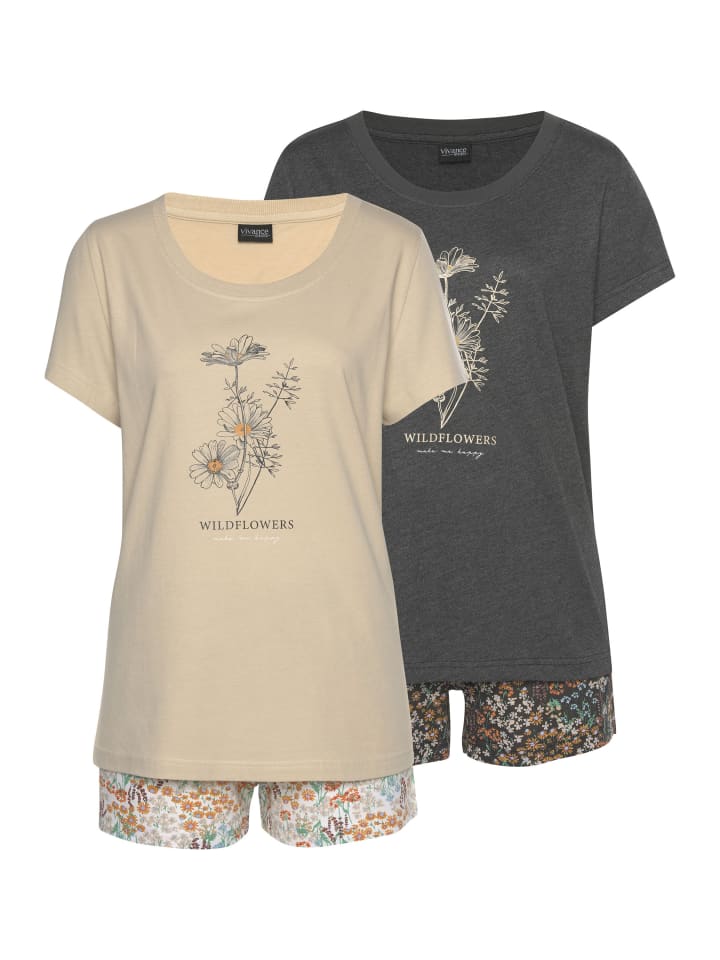 VIVANCE DREAMS Shorty in grau-geblümt, sand-geblümt günstig kaufen 32/34