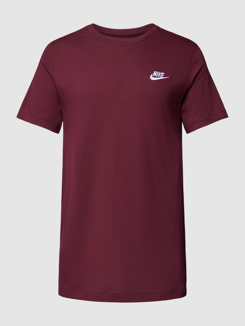 T-Shirt mit Logo-Stitching in bordeaux rot