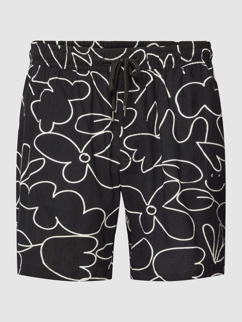 Shorts mit Allover-Muster Modell 'Howard' in schwarz