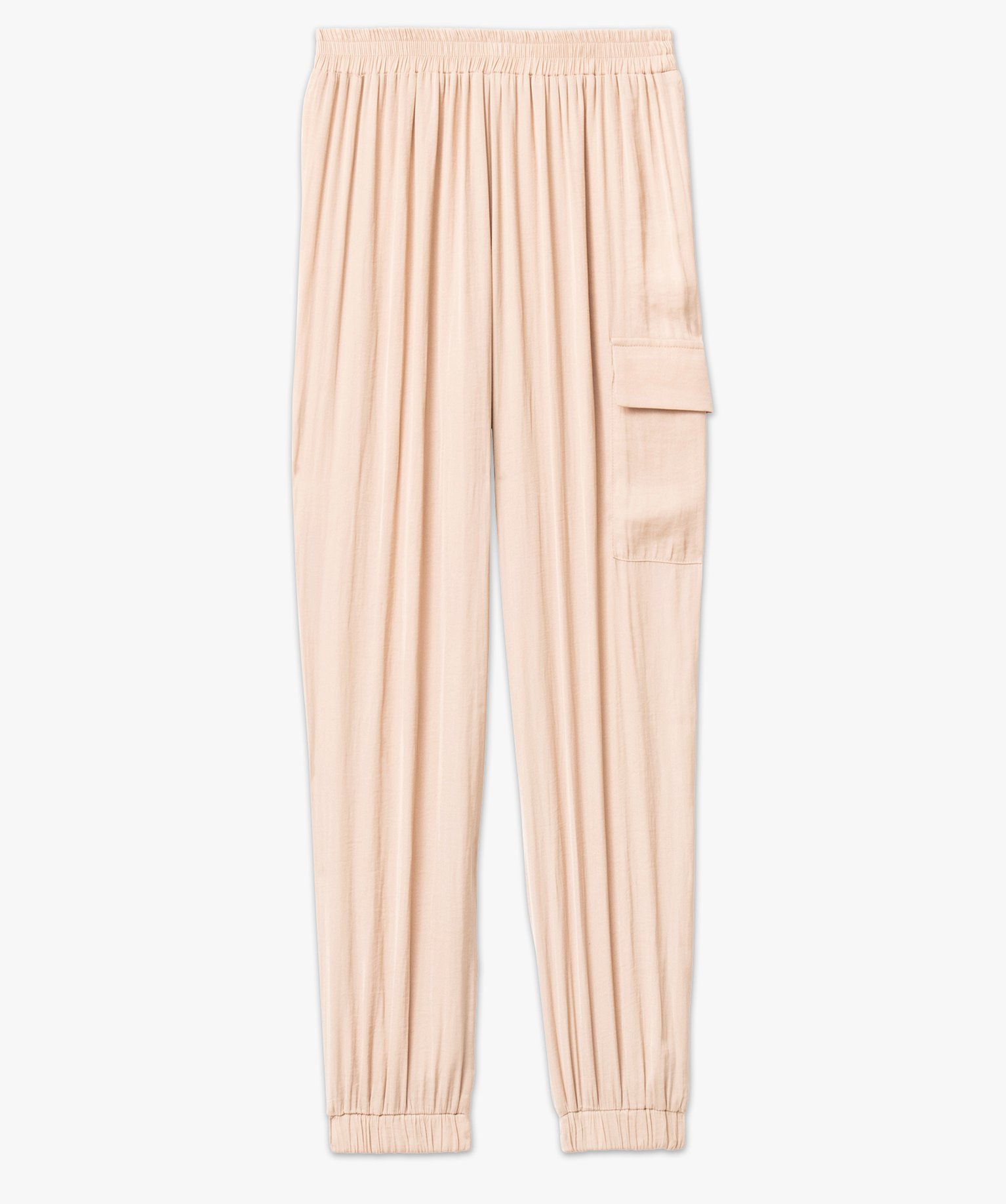 Pantalon cargo en matière satinée femme beige | GEMO