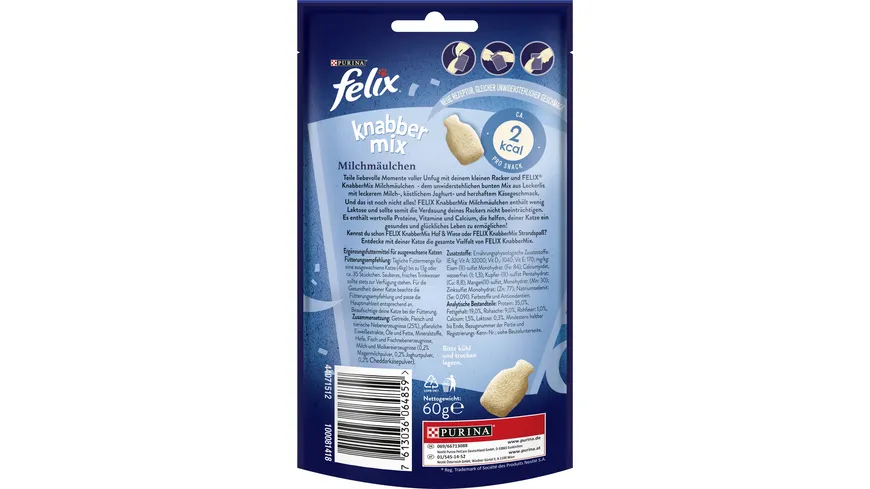 PURINA FELIX KnabberMix Milchmäulchen Katzensnack 60 g