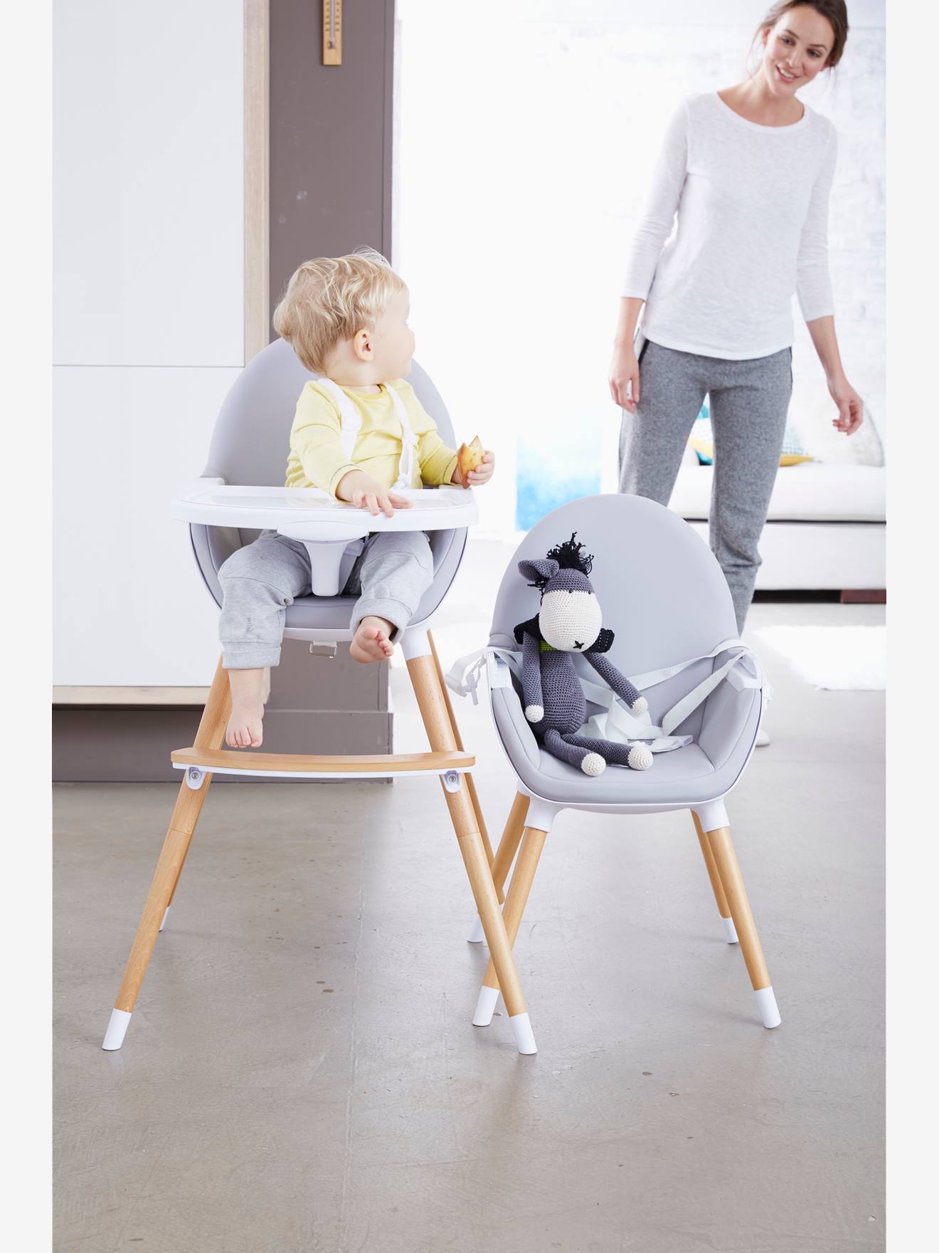 Chaise haute évolutive 2 hauteurs TopSeat bleu imprimé