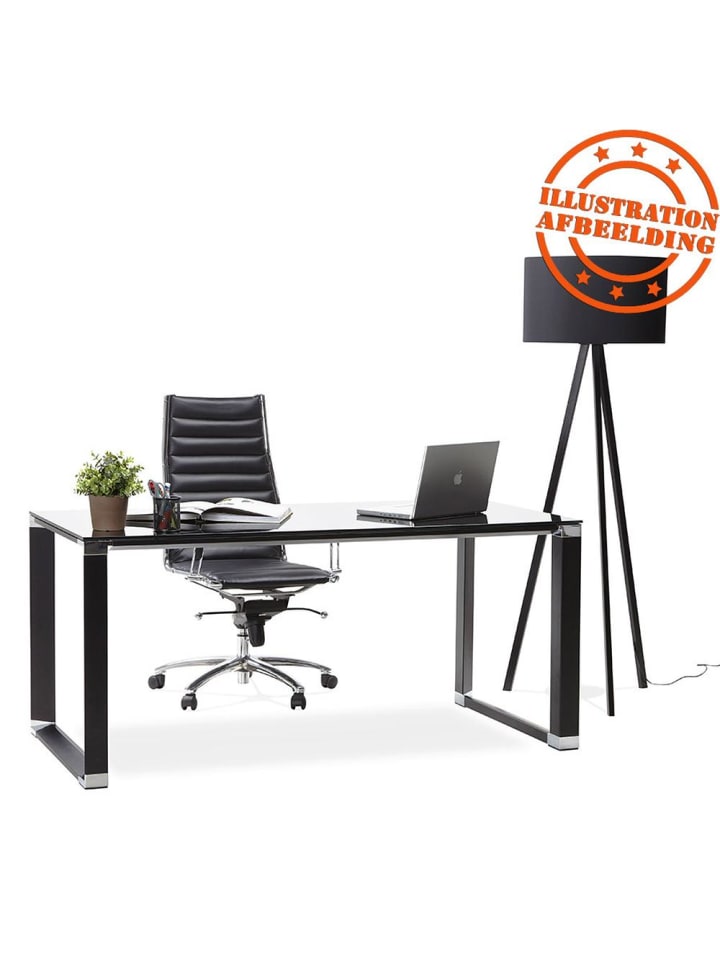 KADIMA DESIGN Schreibtisch Glas 160x80 cm minimalistisch Büro, Arbeitstisch in Schwarz günstig kaufen