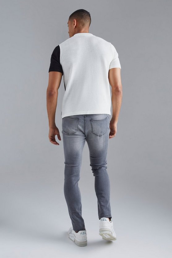 Jacquard Strick-Poloshirt mit halbem Reißverschluss